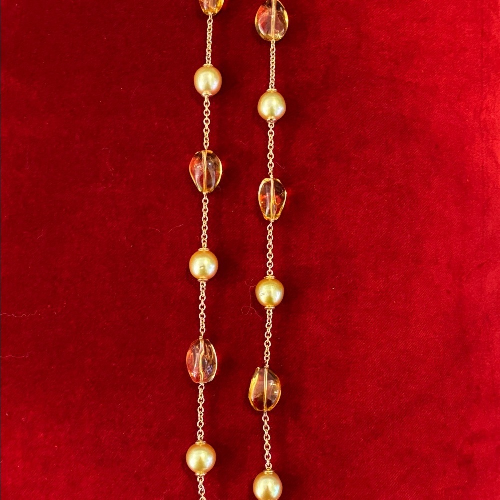 Pearl and Citrine 14KT gold necklace